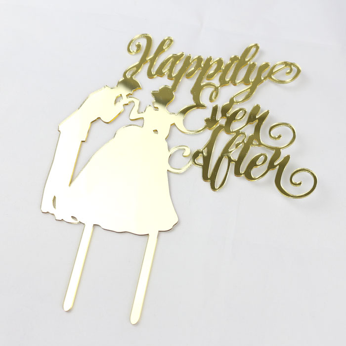 ウエディング ケーキトッパー アクリル （ Gold Happily ever after